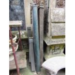 Nine reclaimed cast iron square box section drain pipes (varying lengths) including five 6ft