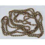 A 9ct guard chain of alternating belcher and interlocking links, 35g
