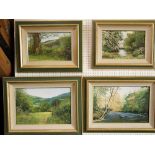Two 20th century oil paintings on board by Pamela Derry, both of country landscapes with wild