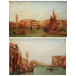 A pair of 19th century oil paintings on canvas by Alfred Pollentine (1836-1890) of Venetian canal