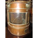 A World War II marine lantern in copper and brass together with a further collection of brass