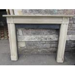 A Georgian painted pine fire surround/chimney piece with moulded detail, the mantle 160 cm long,