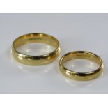 Two 18ct gold wedding rings, sizes U & L, 12g total