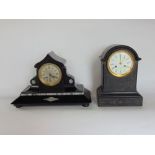 Two 19th century black slate mantle clocks