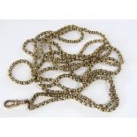 An unmarked yellow metal muff chain, 40g