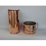 Two highly polished copper buckets/vessels, the largest 41cm high (2)