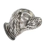 An Edwardian novelty silver pepperette in the form of a dogs head, maker William J Holmes,