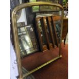 A Victorian style overmantle mirror with gilt moulded arched frame, 120cm wide x 124cm high