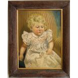 A 20th century oil painting on canvas, three quarter length portrait of a young child in red spotted