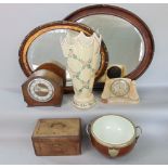 A mixed miscellaneous lot to include mahogany tea caddy, oak treen bowl with ceramic interior, two