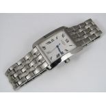 A gents Rotary stainless steel wrist watch, the rectangular dial fitted with Roman numerals and date