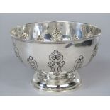 Edwardian silver pedestal fruit bowl, embossed with scrolled panels, maker RP, London 1907, 20cm