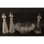 Paula Littala of Finland glass bunch bowl set comprising large bowl, twelve cups and ladle, all with