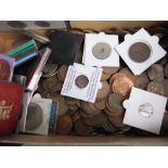 A large collection of mostly British and world coins, some silver and commemorative issues