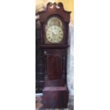 A 19th century mahogany longcase clock, the trunk with turned column supports, the hood enclosing