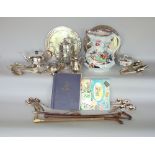 A mixed lot to include a collection of silver plated tea wares, Mason's ironstone jug, lidded soap