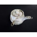 An early 20th century miniature Japanese Banko type kettle with marbled finish, with impressed