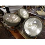 Three vintage American spot lights (probably ex military vehicles) Dietz - New York