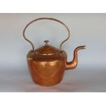 Antique copper lidded kettle, 34cm high