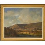 A 20th century oil painting on canvas by Gregor Ian Smith (Scottish 1907 - 1985) of a landscape with