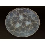 Arrers of France frosted glass plate in the manner of Lalique decorated in relief with scrolled