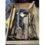 A quantity of miscellaneous hand tools to include a Stanley surform, sickle, etc