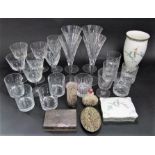 A mixed collection of mainly glassware to include various fluted goblets, other cut glass, Isle of