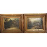 A mixed collection of pictures to include a matched pair of 19th century rural oil paintings, a pair