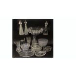 A mixed collection of glassware to include a good cut glass fruit bowl, decanter and others;