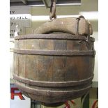 A timber and iron banded well bucket, 60 cm diameter