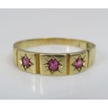 A 15ct ruby set gypsy ring, size P, 2.6g