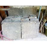 A collection of good weathered limestone flagstones comprising six 60 x 60cm examples, forty six -