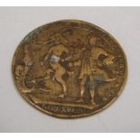 An 18th century political medallion, Admiral Vernon, Commodore Brown and Sir Robert Walpole 1741 -