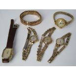 A mixed collection of watches to include two ladies 9ct cocktail watches and others
