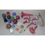 A collection of various glass paperweights and dumps; together with various Victorian vaseline