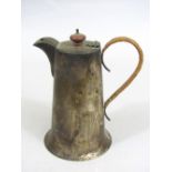 1920s silver water jug, with rattan work handle, maker Walker & Hall, Sheffield 1920, 13oz approx