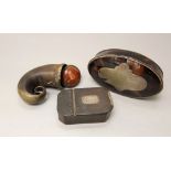 Oval 18th century tortoiseshell and silver banded box with engraved detail A Corrocks - Holborn -