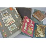 A large scrapbook part filled with cuttings and clippings, etc a box full of loose scrapbook