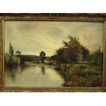 J Laurence Hart - Putson On the Wye, Morning Herefordshire, oil on canvas, signed and inscribed