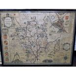 John Speed (17th century) - Map of Suffolk, 39.5 x 50cm approx, Christopher Saxton and John Speed,