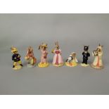A collection of seven Royal Doulton Bunnykins figures, Sands of Time, Cinderella, Policeman, Sailor,