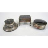 Three pieces of silver and tortoiseshell pique ware to include two vitrine type boxes and ink