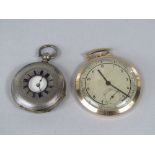 1940s slim 9ct gold pocket watch with subsidiary second dial having inscription to the back, 42.2