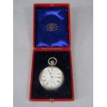 Early 20th century silver Waltham pocket watch, the dial engraved AWW Co Waltham Mass, the back