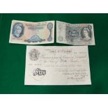 A White £5 note - October 12th 1944 and two further later examples signed O'Brien 1955-62 and Jasper