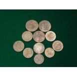 Three Victorian Florin's, 1887, 1893, 1900, five half crowns, 1886, 87, 91,98 1900, a Double Florin