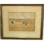 Lionel Percy Smythe, RA, RWS, RI (British 1839-1918), harvesting scene, watercolour and body colour,