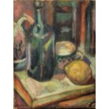 Follower of H Matisse (20th century French school) - Still life with bottle and lemon, oil on