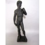 Classical style painted plaster study of a standing nude gentleman, 84cm high
