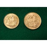 Queen Victoria half sovereign, 1900 and a Edward VII sovereign, 1902